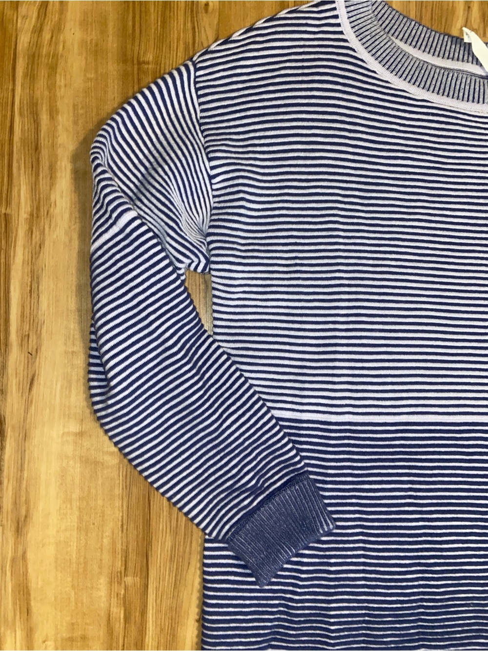 Anthropologie Daily Practice Ribbed Knit Tunic Dress Stripe Indigo Oversized - Picture 4 of 11